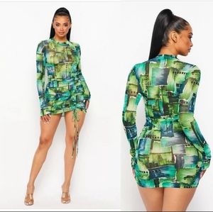 Votique Sheer Green Mini Dress